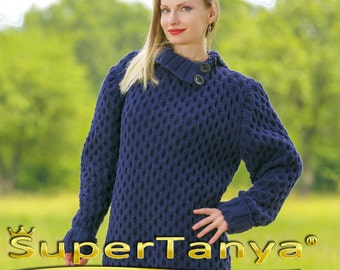 Merino wool sweater hand knitted pullover designer jumper by SuperTanya * Made to Order*