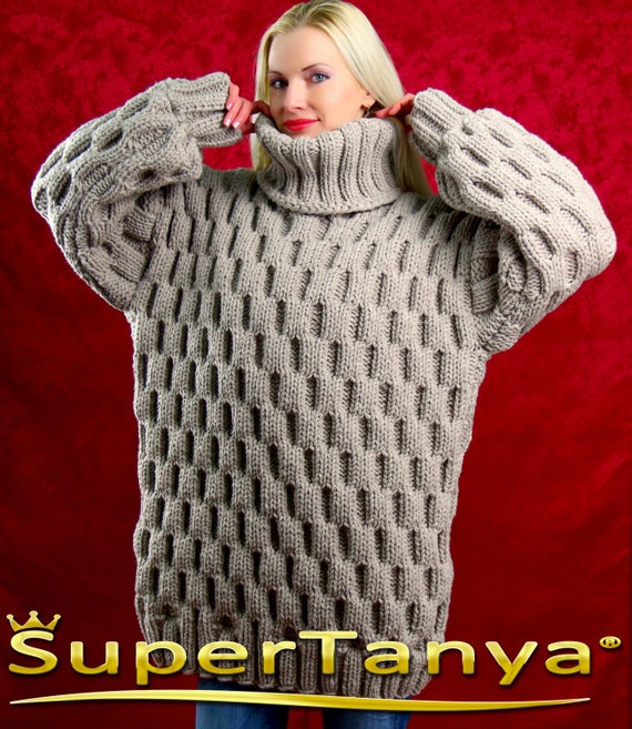 Dikke dikke grijze wollen trui in honingraatpatroon | Etsy Mega dikke grijze mohair zware trui dikke jumper door | Etsy