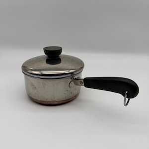 Vintage 1801 Revere Ware 1-liters kopparbotten i rostfritt stål med lock
