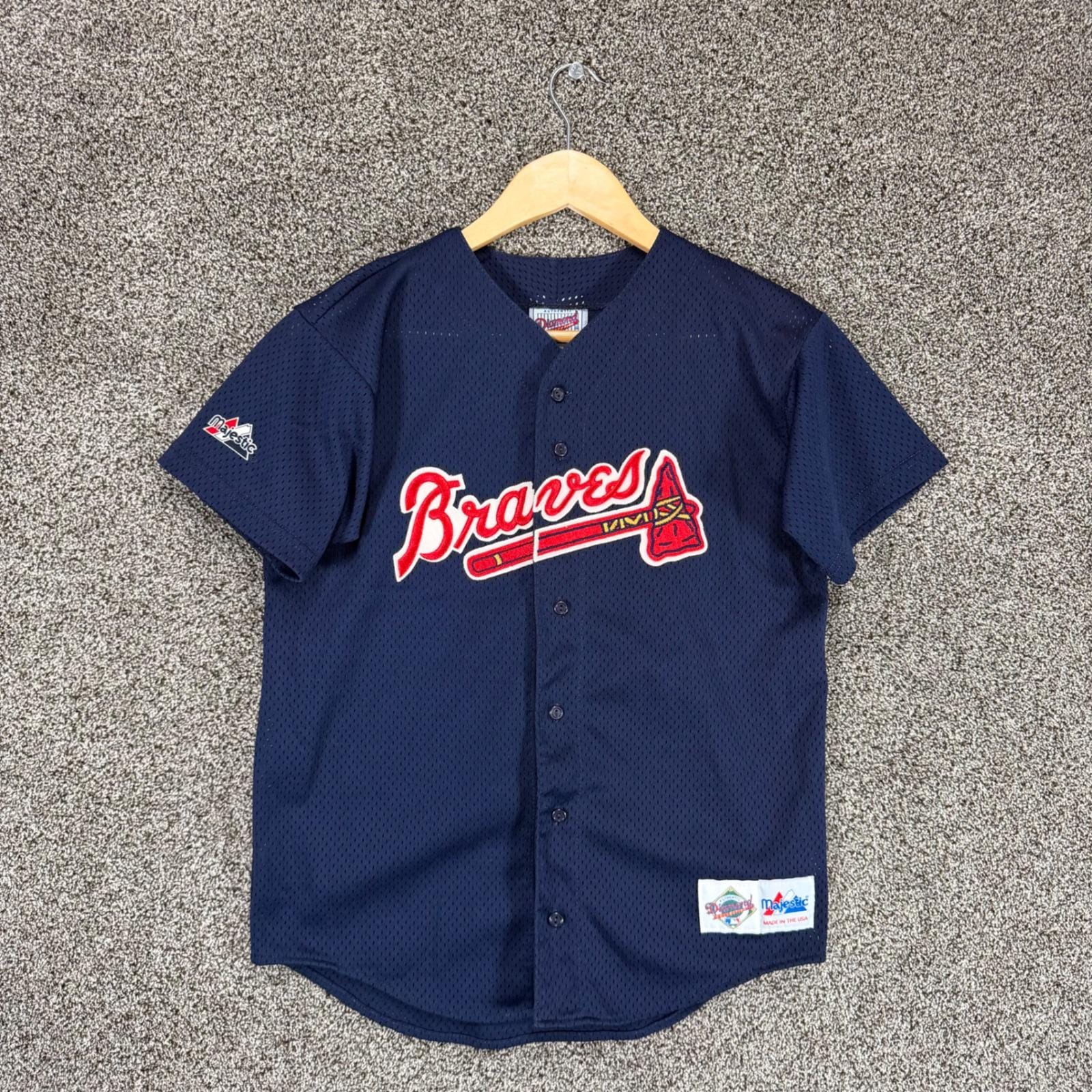 90s MLB メジャーブレーブス ゲームシャツ ネイビー アメリカ古着 Atlanta Braves Jersey Vintage - Etsy