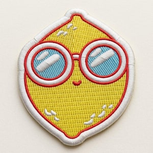 Cool Lemon in Sunglasses Embroidered Patch, Fun Fruit Iron On Patch for Jackets Hats Backpacks, Citrus Summer Badge