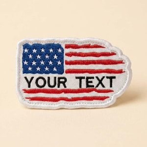 Individuell gestalteter US-Flaggenaufnäher, personalisiertes Namensschild mit Stickerei, zum Aufbügeln oder mit Klettverschluss für Jacken, Mützen und Rucksäcke