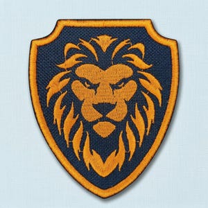 Löwenschild-Aufnäher, heraldisches Wappen, zum Aufbügeln für Jacken und Hüte