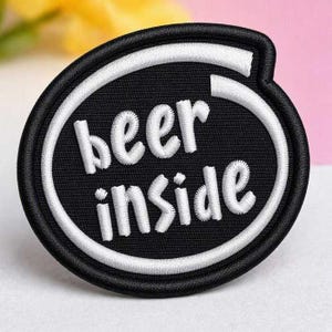 Aufnäher „Bier im Inneren“, gestickt, zum Aufbügeln, lustiges Geschenk für Bierliebhaber für Jacken und Hüte