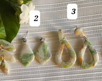 Lime , orange dangle earrings