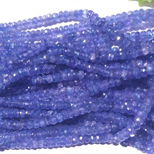 Gorgeous Natural Tanzanite Faceted Rondelle Beads 3-6 mm ,Grade AAA, 16 long strand,Small Necklace Beads,Gemstone Beads, Jewelry Supplies image 2