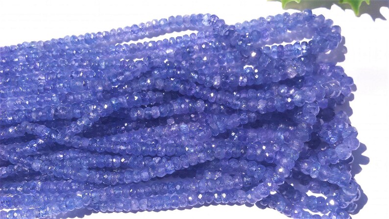 Gorgeous Natural Tanzanite Faceted Rondelle Beads 3-6 mm ,Grade AAA, 16 long strand,Small Necklace Beads,Gemstone Beads, Jewelry Supplies image 2