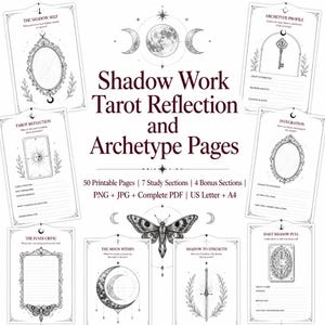 Shadow Work Tarot Grimoire Printable, 50 Book of Shadows Pages, Tarot Journal, Archetype Reflection, Digital PDF