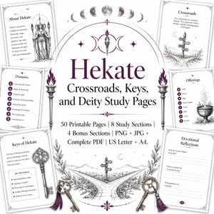 hecate grimoire pages - Hekate Crossroads, Keys, and Deity Study Pages, Book of Shadows Printable Pages