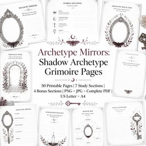 Shadow archetype grimoire pages - Archetype Mirrors: Shadow Archetype Grimoire Pages, Book of Shadows Printable Pages