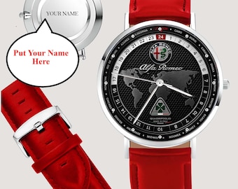 Orologio di lusso Alfa Romeo con quadrante World Time, orologio per appassionati di auto