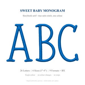 Sweet Baby Monogram Embroidery Font, Hand-Drawn Storybook Letters (1-4 inch) (Digital Download)