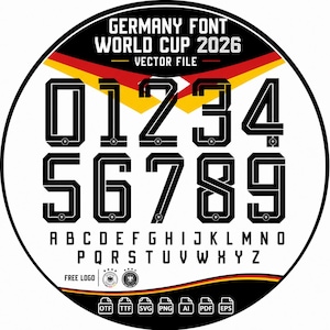 Germany Soccer Jersey Font: World Cup 2026 Sports Alphabet (Digital Download)