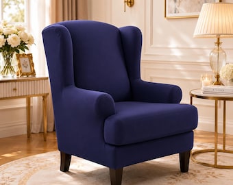 Stretch Wing Chair Cover with Seat Cushion Cover – Elastic Slipcover