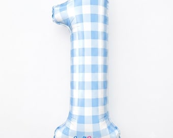 40 Inch Gingham Number 1 Balloon Party Decorations
