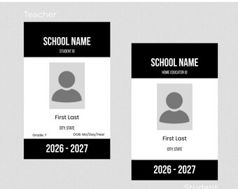 Homeschool Teacher or Student ID Printable · Standard ID Badge Size · Digital Editable Canva Template