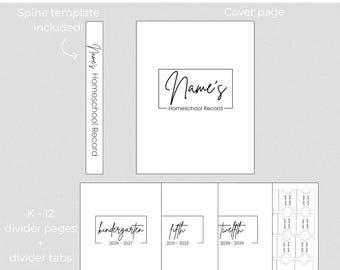 Homeschool Record Binder Bundle Printable · Minimalist · US Letter Size · Digital Editable Canva Template