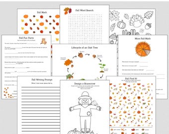 Fall Worksheet Printables Bundle · US Letter Size · Instant Digital PDF Download