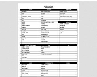 Packing List Printable · Minimalist · US Letter Size · Instant Digital PDF Download