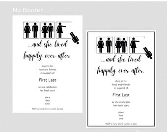 Divorce Party Invitation Printable· Minimalist · A7 · A6 · Digital Editable Canva Template