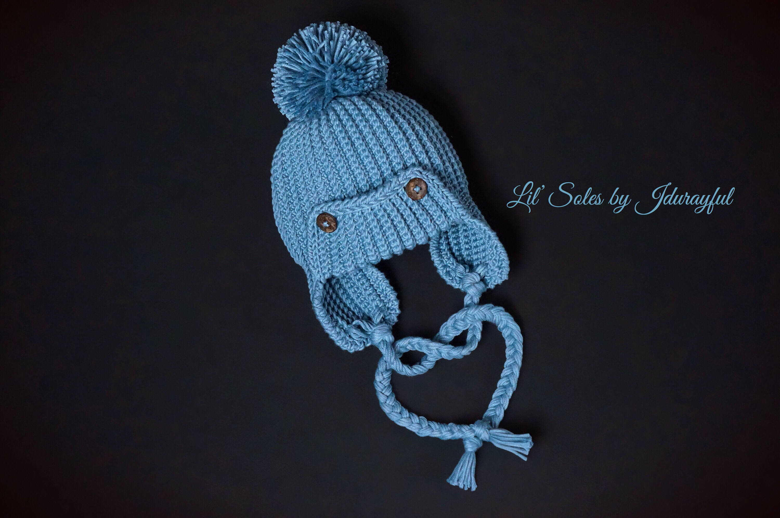 Pom Hat Fit 0-3 Months New Hand Crochet//Knit Baby Boys Blue Pom