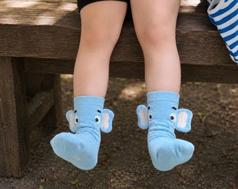 Calcetines 3D de elefante y cachorro para niños pequeños, de algodón suave, para edades de 1 a 3 años, regalo para baby shower.