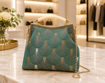 Embroidered Top Handle Handbag, Elegant Floral Purse, Chic Women's Fashion Bag