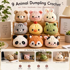 Modèle de 9 boulettes d'animaux au crochet (PDF), lot d'amigurumi, peluche pour débutants (téléchargement numérique)