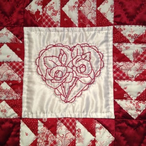 12 Days of Redwork, Hearts in Silk image 2