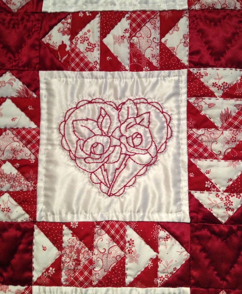 12 Days of Redwork, Hearts in Silk image 2