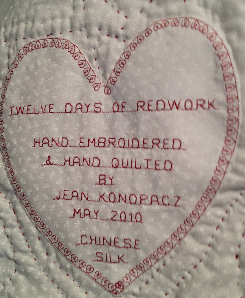 12 Days of Redwork, Hearts in Silk image 4