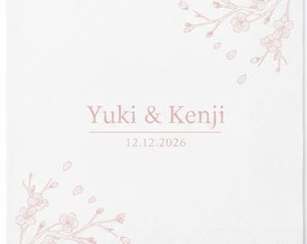 Personalized Cherry Blossom Wedding Cocktail Napkins: Custom Printed Beverage Party Decorwedding cocktail napkins