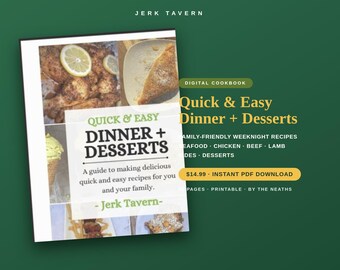 Schnelle und einfache Abendessen + Desserts (E-Book) | Jamaikanisch-karibische Rezepte für die Woche | Hähnchen- und Meeresfrüchte-Kochbuch | Sofortiger PDF-Download