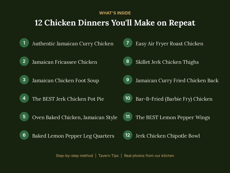 Chicken Recipes Cookbook | Caribbean Chicken Dinners Ebook | Jerk Curry Fried Chicken Soup Wings | Instant PDF Download image 4