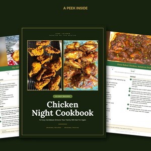 Chicken Recipes Cookbook | Caribbean Chicken Dinners Ebook | Jerk Curry Fried Chicken Soup Wings | Instant PDF Download image 3