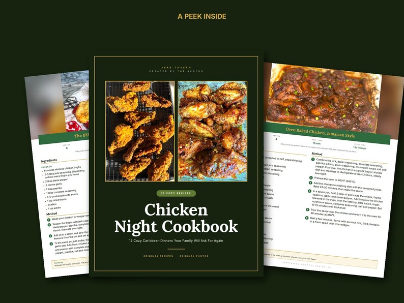 Chicken Recipes Cookbook | Caribbean Chicken Dinners Ebook | Jerk Curry Fried Chicken Soup Wings | Instant PDF Download image 3