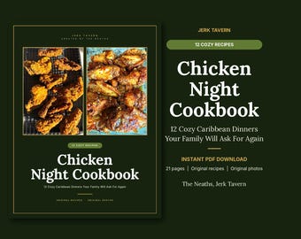 Chicken Recipes Cookbook | Caribbean Chicken Dinners Ebook | Jerk Curry Fried Chicken Soup Wings | Instant PDF Download