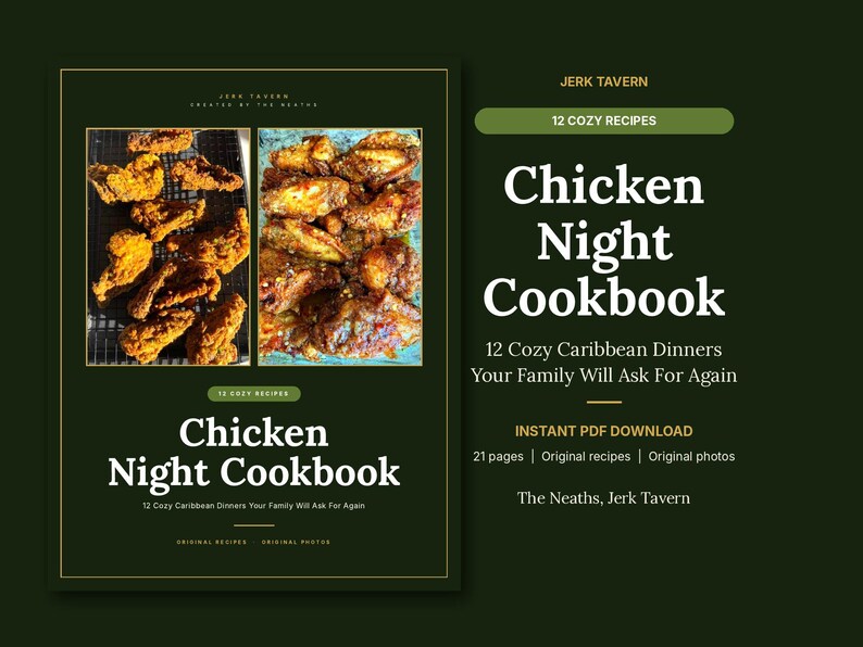 Chicken Recipes Cookbook | Caribbean Chicken Dinners Ebook | Jerk Curry Fried Chicken Soup Wings | Instant PDF Download image 1