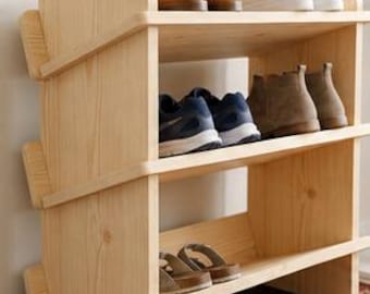 Interlocking CNC Plywood Shoe Rack | Flat Pack Birch Plywood Furniture