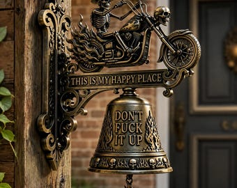 Gothic Skeleton Dragon Rider Wall Bell With Funny Quote Perfect For Man Cave Or Gamer Room Decor Gift Today