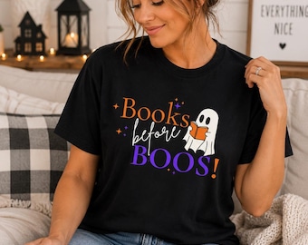Books Before Boos Halloween Shirt | Funny Book Lover Graphic Tee