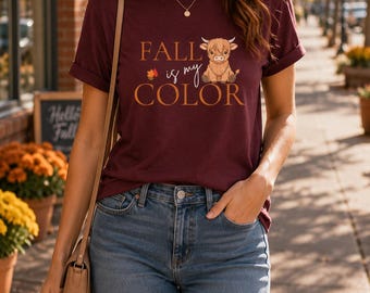 Fall Is My Color Fall Shirt | Highland Cow Graphic Tee