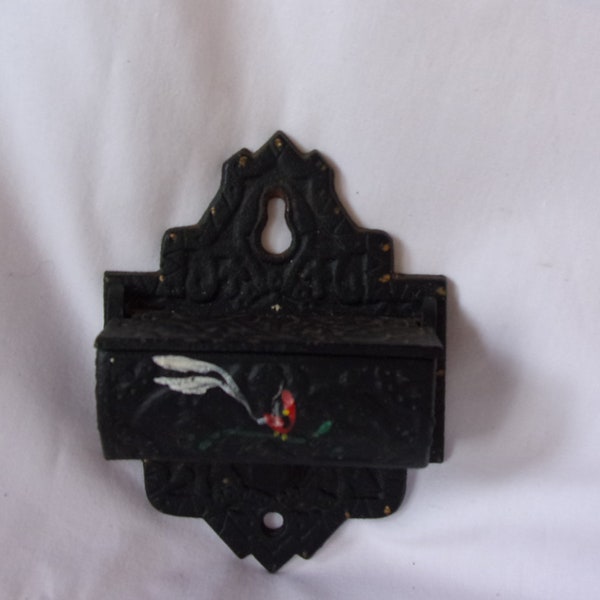 Match safe wall mount black cast iron fireplace kitchen stove farmhouse vintage EMIG