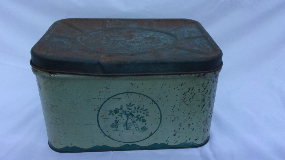 Bread Box Metal Green Empeco Vintage Kitchen Storage Countertop Decor