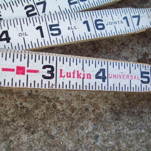 Lufkin folding ruler carpenter measure feet inches wood builder house woodwork hobby craft retro vintage numbers man cave decor image 3