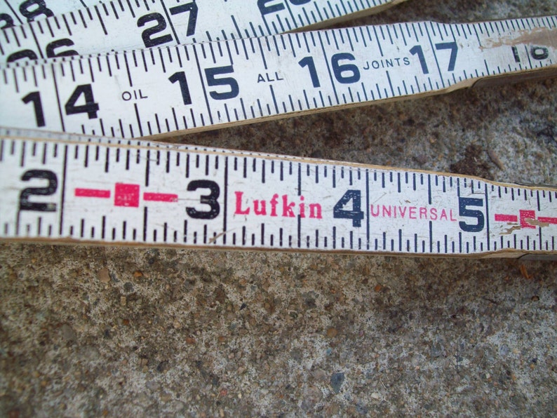 Lufkin folding ruler carpenter measure feet inches wood builder house woodwork hobby craft retro vintage numbers man cave decor image 3