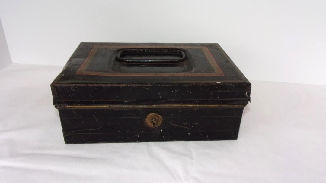 Cash Box Metal Black Small Money Holder Business Change Currency ...