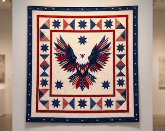 Quiltpatroon patriottische adelaar pdf: appliquésjablonen, 52 x 52 inch (digitale download)