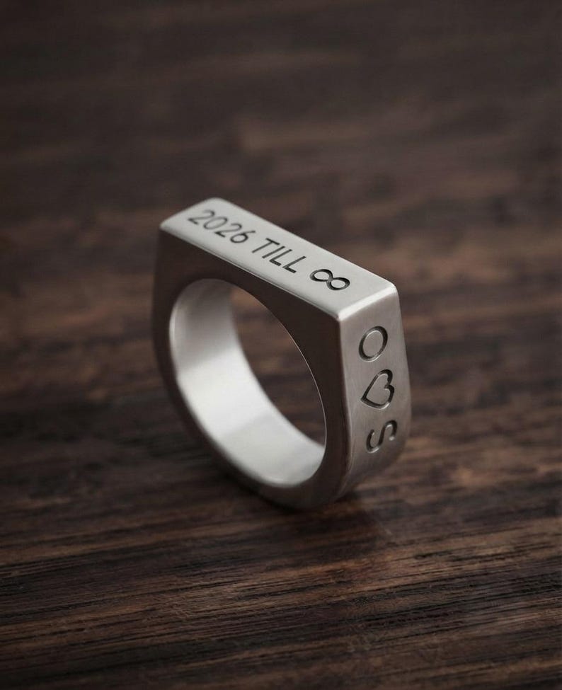 Engraved Signsa Personalized Sterling Silver Signet Ring, Custom Engraved Initials ...