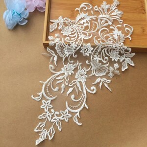 1PC Gold Faden Stickerei Spitze Applikation handgemachte Blume Patch für Hochzeitskleid Vorhang DIY Reparatur